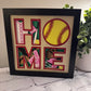 Home- Softball 3D paper art in a shadowbox