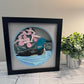 Loon with pink flowers 3D paper art in a shadowbox