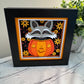 Fall raccoon in a pumpkin mini 3D paper art in a shadowbox