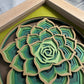 Large succulent mini 3D paper art in a shadowbox