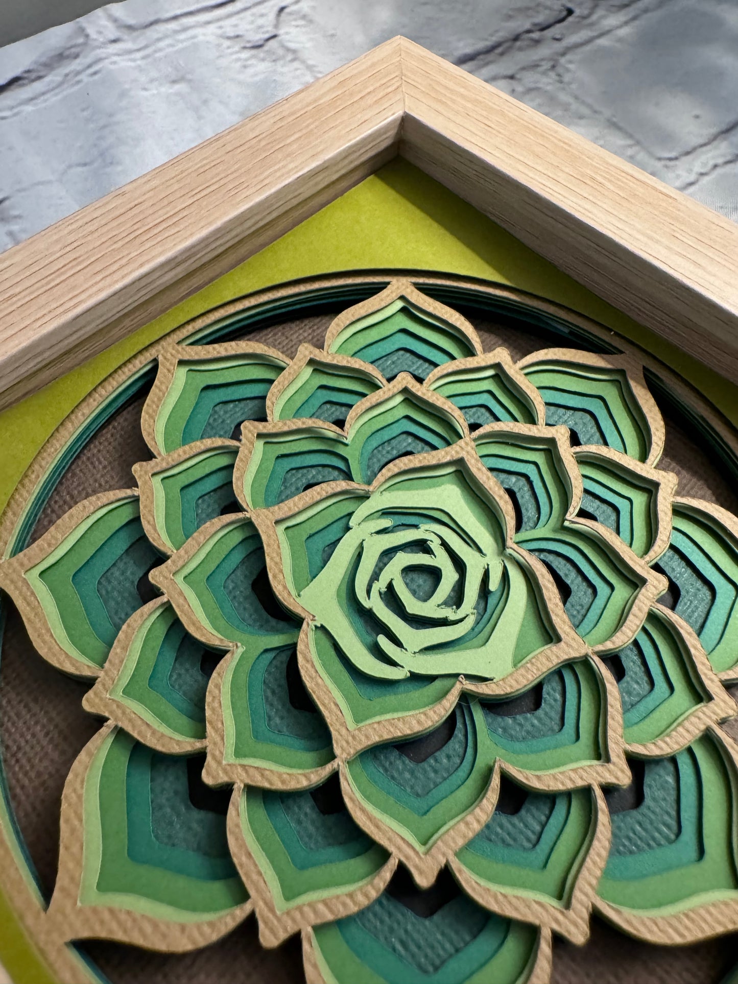 Large succulent mini 3D paper art in a shadowbox