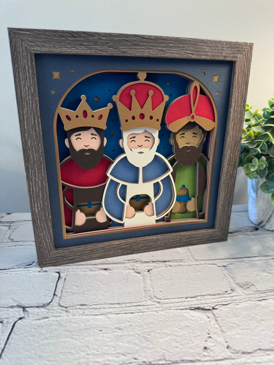 Classic three kings 3D paper art shadowbox