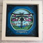 Intricate frame dragonfly 3D paper art in a shadowbox