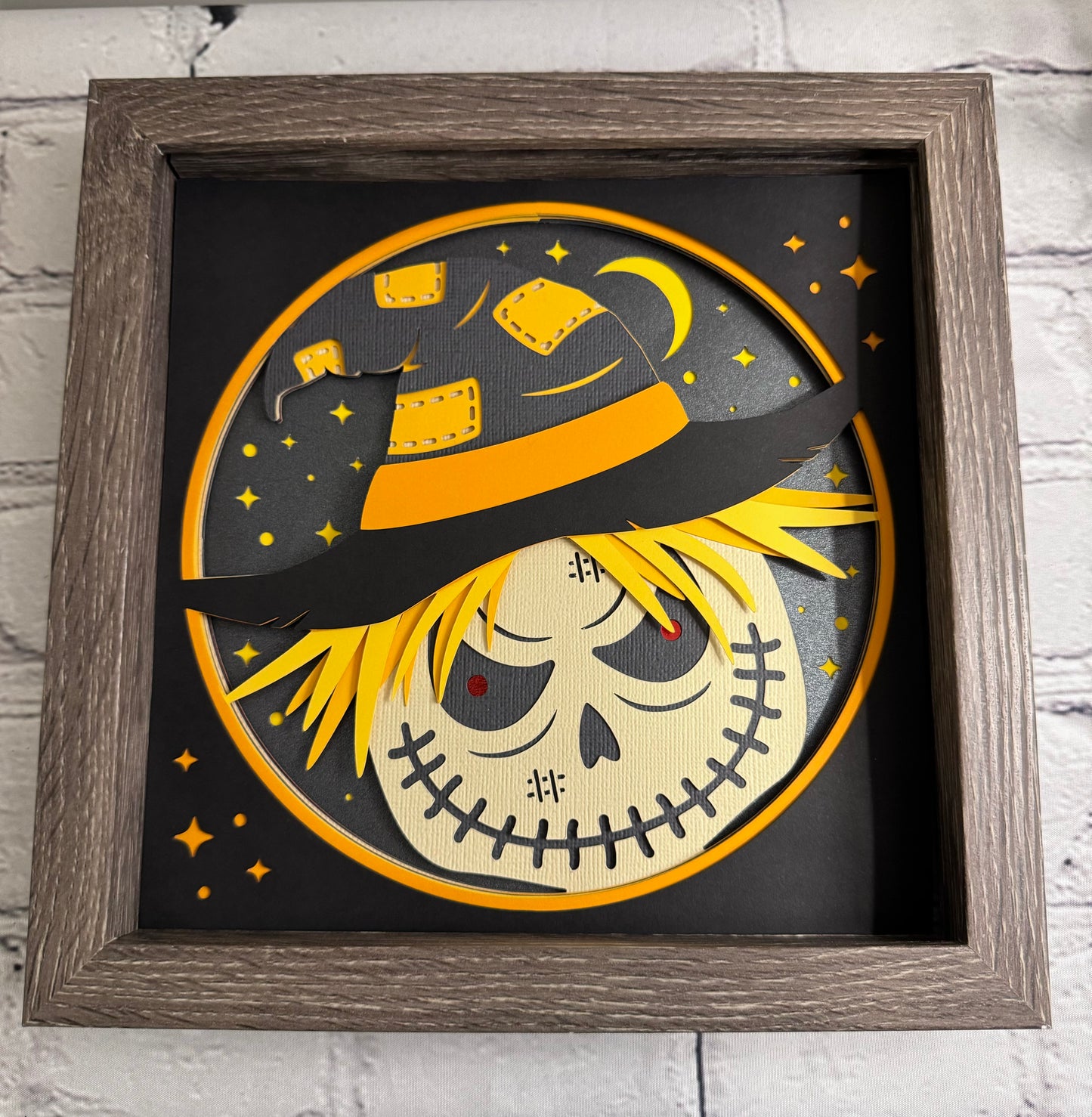 Creepy trio- scarecrow 3D paper art shadowbox