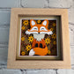 Fall fox mini 3D paper art in a shadowbox