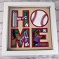 Home- Baseball 3D paper art in a shadowbox
