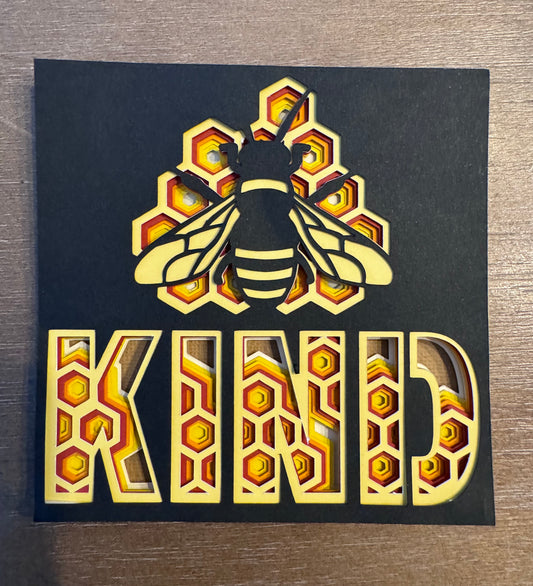 Bee kind mini 3D paper art in a shadowbox