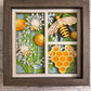 Bee scene three panel design 3D paper art in a shadowbox