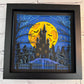 Halloween haunted house 3D paper art in a shadowbox