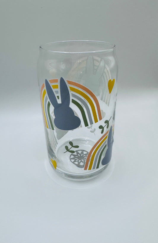 Easter  bunny rainbow beer can glass