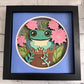 Frog in a flower pot 3D paper art in a shadowbox