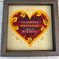 Thankful, grateful and so blessed heart 3D paper art in a shadowbox