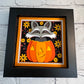 Fall raccoon in a pumpkin mini 3D paper art in a shadowbox