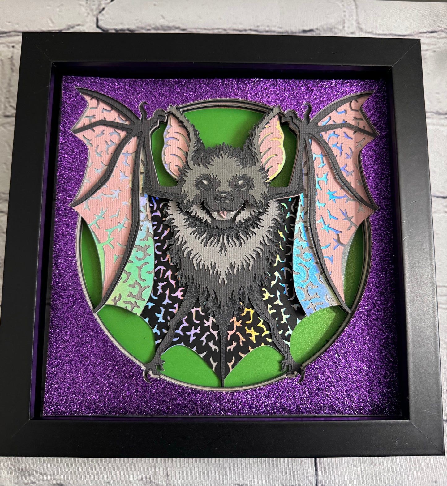 Halloween bat 3D paper art shadowbox