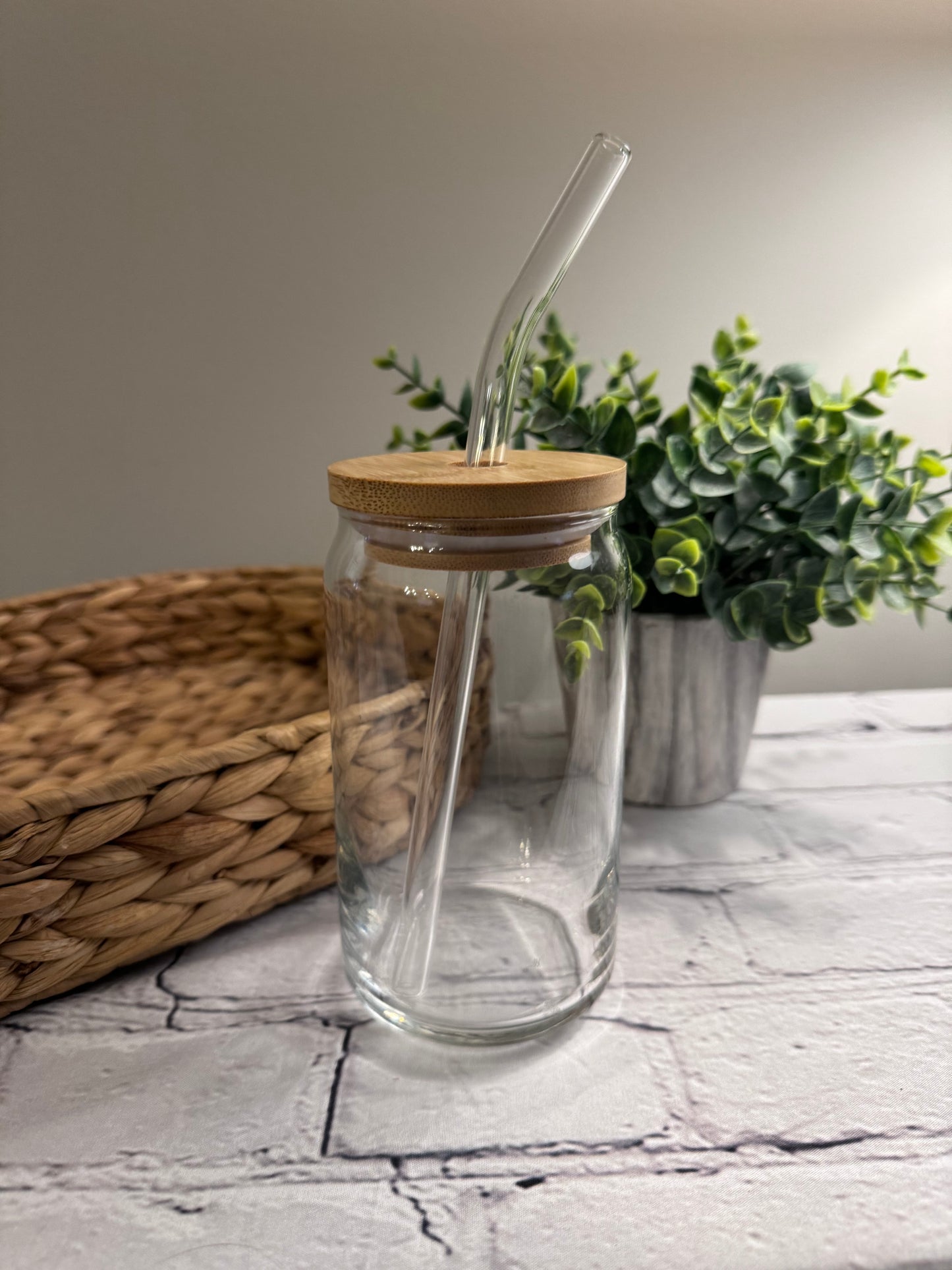 Boho cactus beer can glass