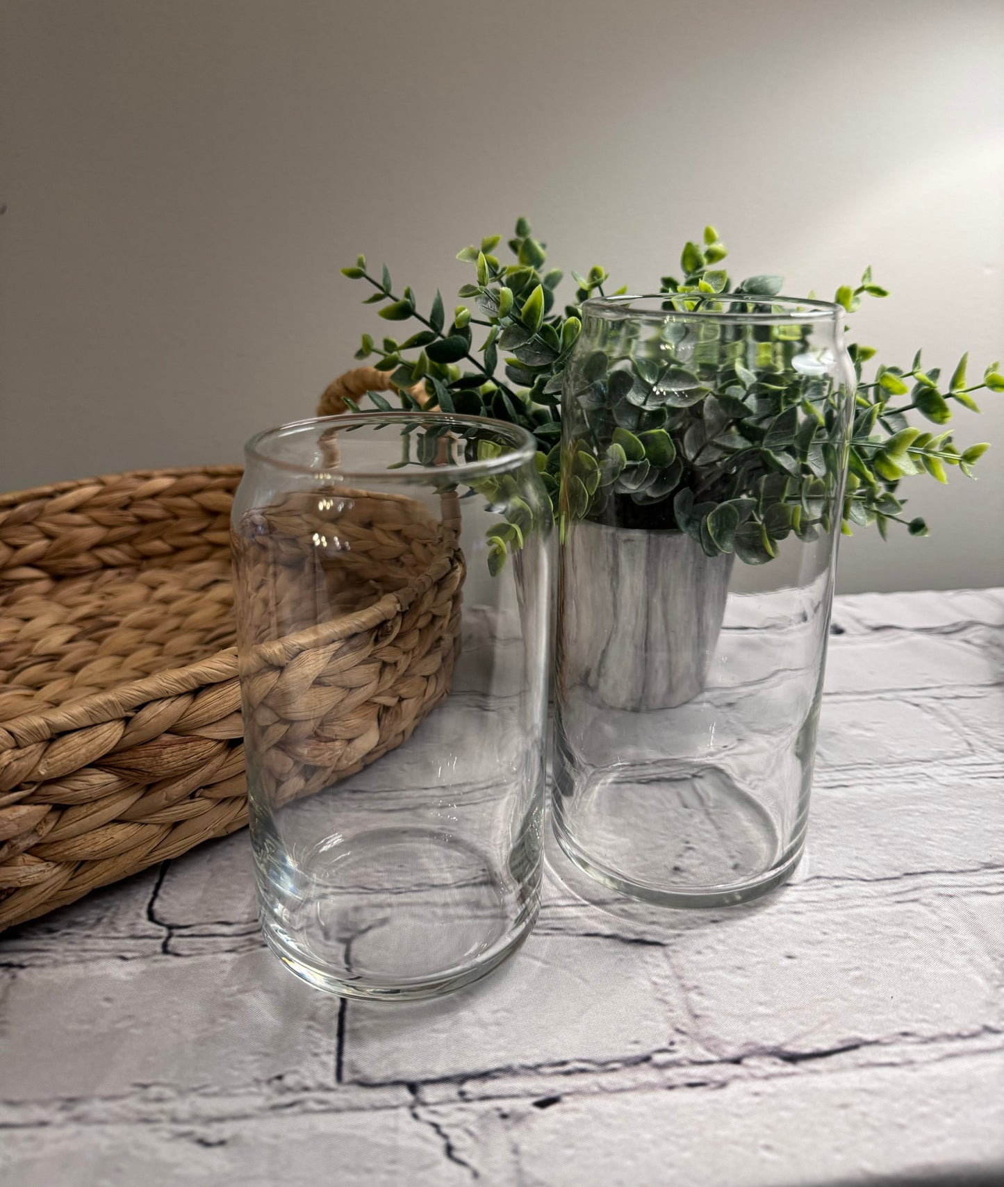 Floral with butterflies beer can glass