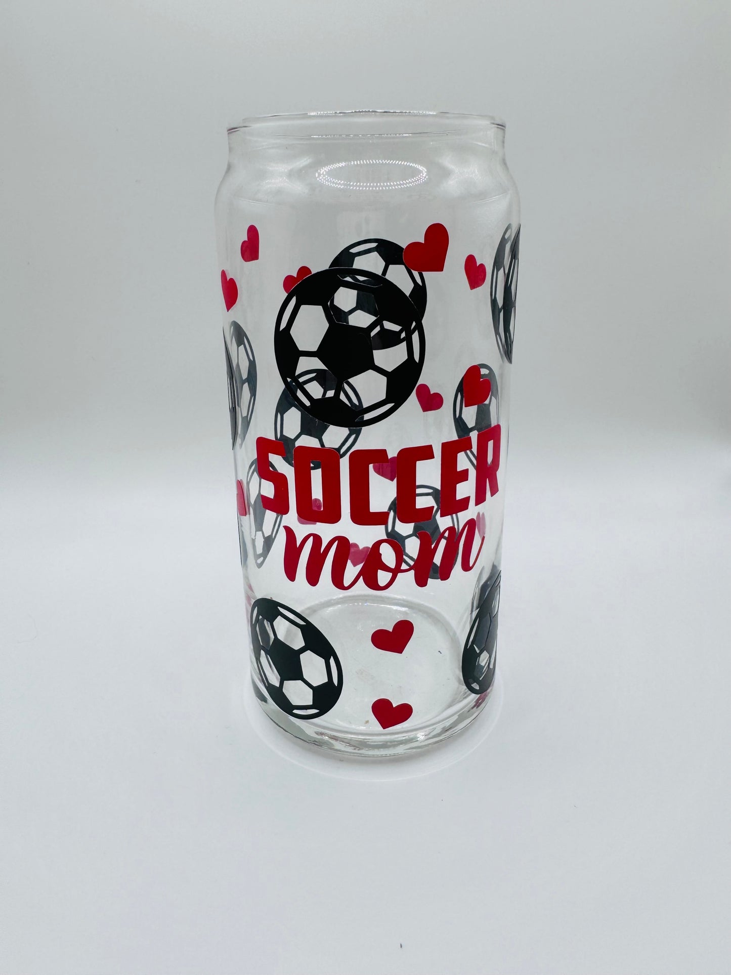 Soccer mom beer can glass