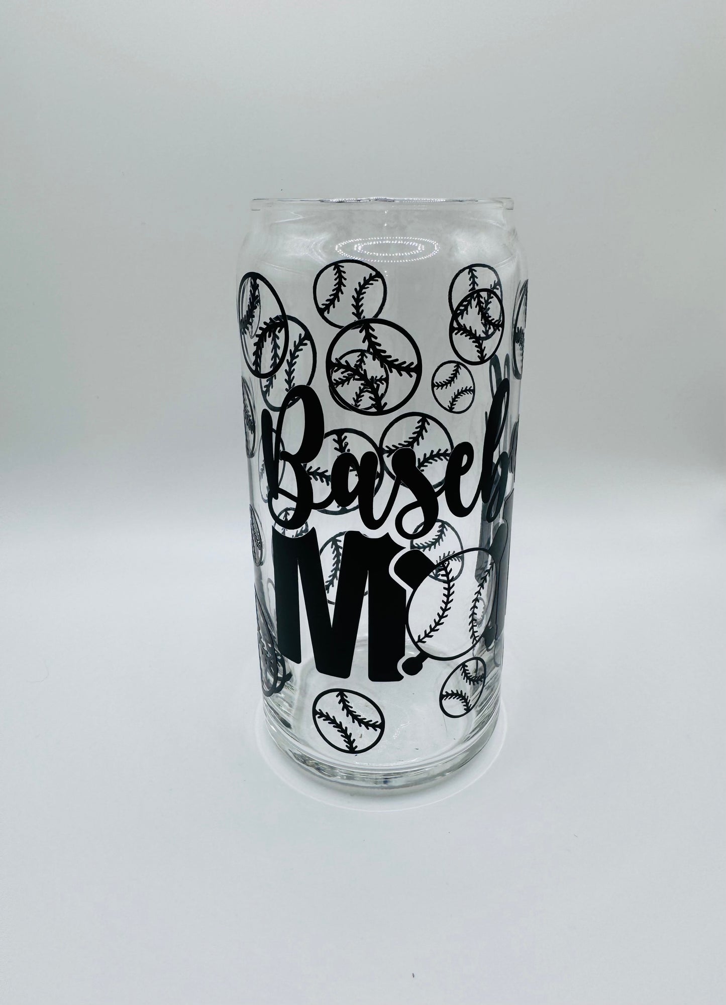 Baseball mom beer can glass