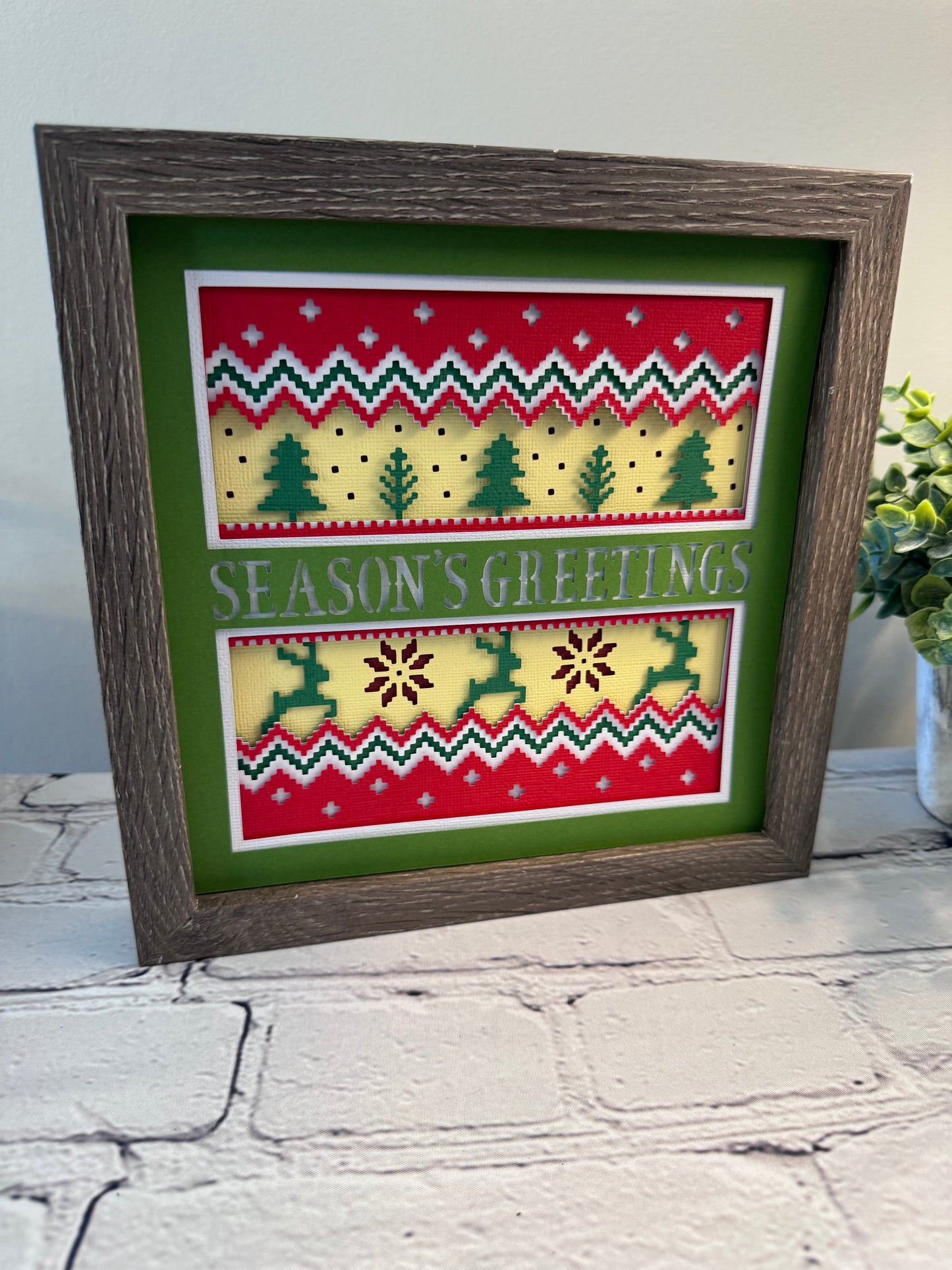 Seasons greetings 3D paper art shadowbox