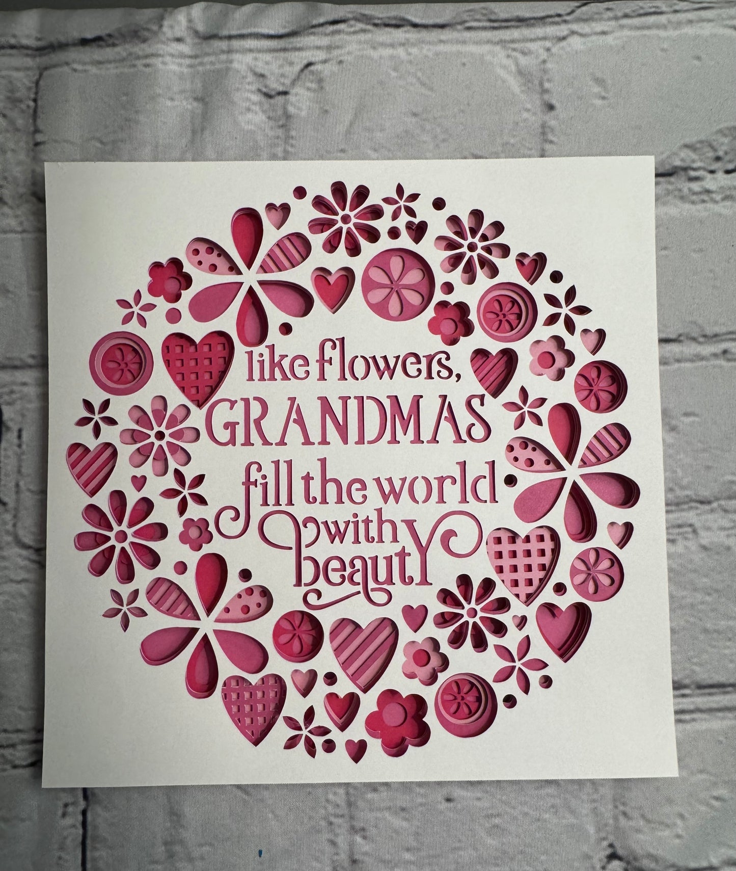 Like flowers, grandmas fill the world with beauty 3D paper art in a shadowbox