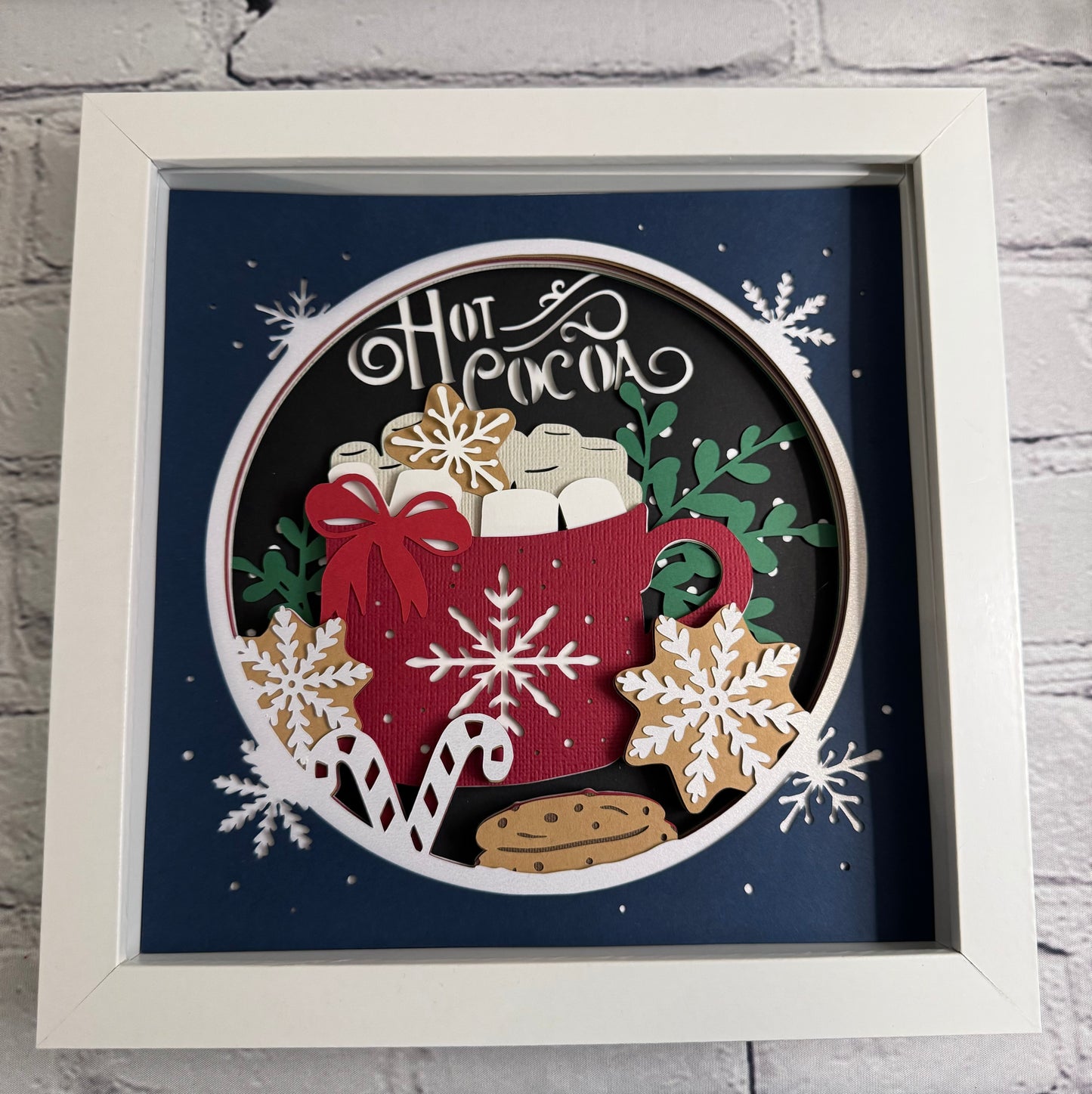 Hot cocoa mug 3D paper art shadowbox