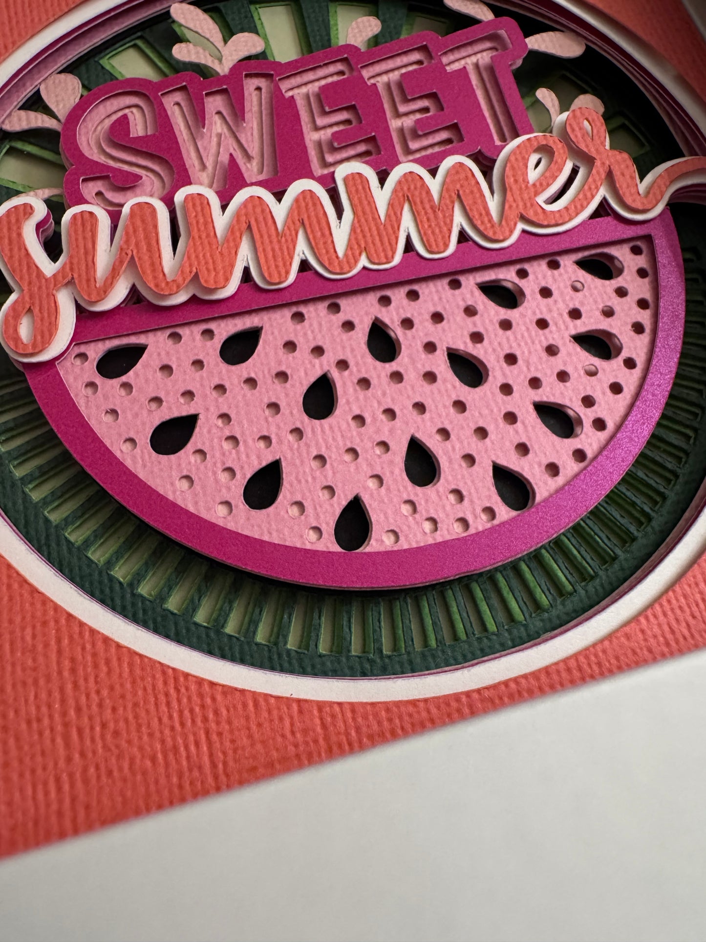 Sweet summer watermelon mini 3D paper art in a shadowbox