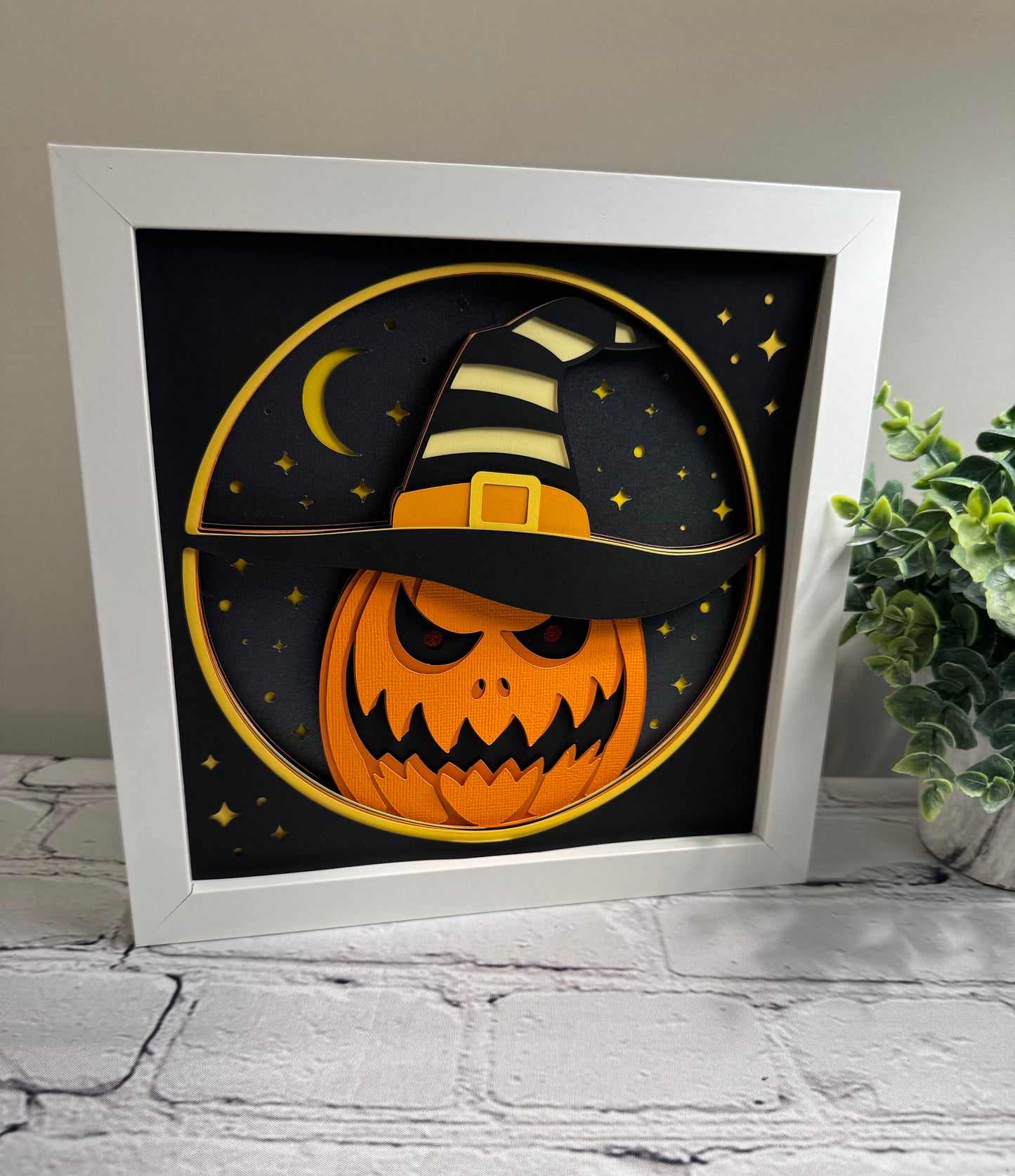 Creepy trio- pumpkin 3D paper art shadowbox