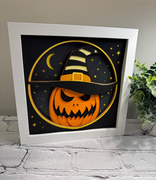 Creepy trio- pumpkin 3D paper art shadowbox