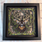 Stained glass buck 3D paper art in a shadowbox