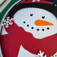 Snowman with cardinal close up 3D paper art shadowbox