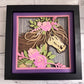 Horse with flowers 3D paper art in a shadowbox