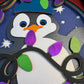 Penguin with Christmas lights 3D paper art shadowbox