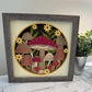 Mushroom fall forest design 3D paper art in a shadowbox