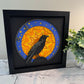 Halloween raven tombstone 3D paper art in a shadowbox