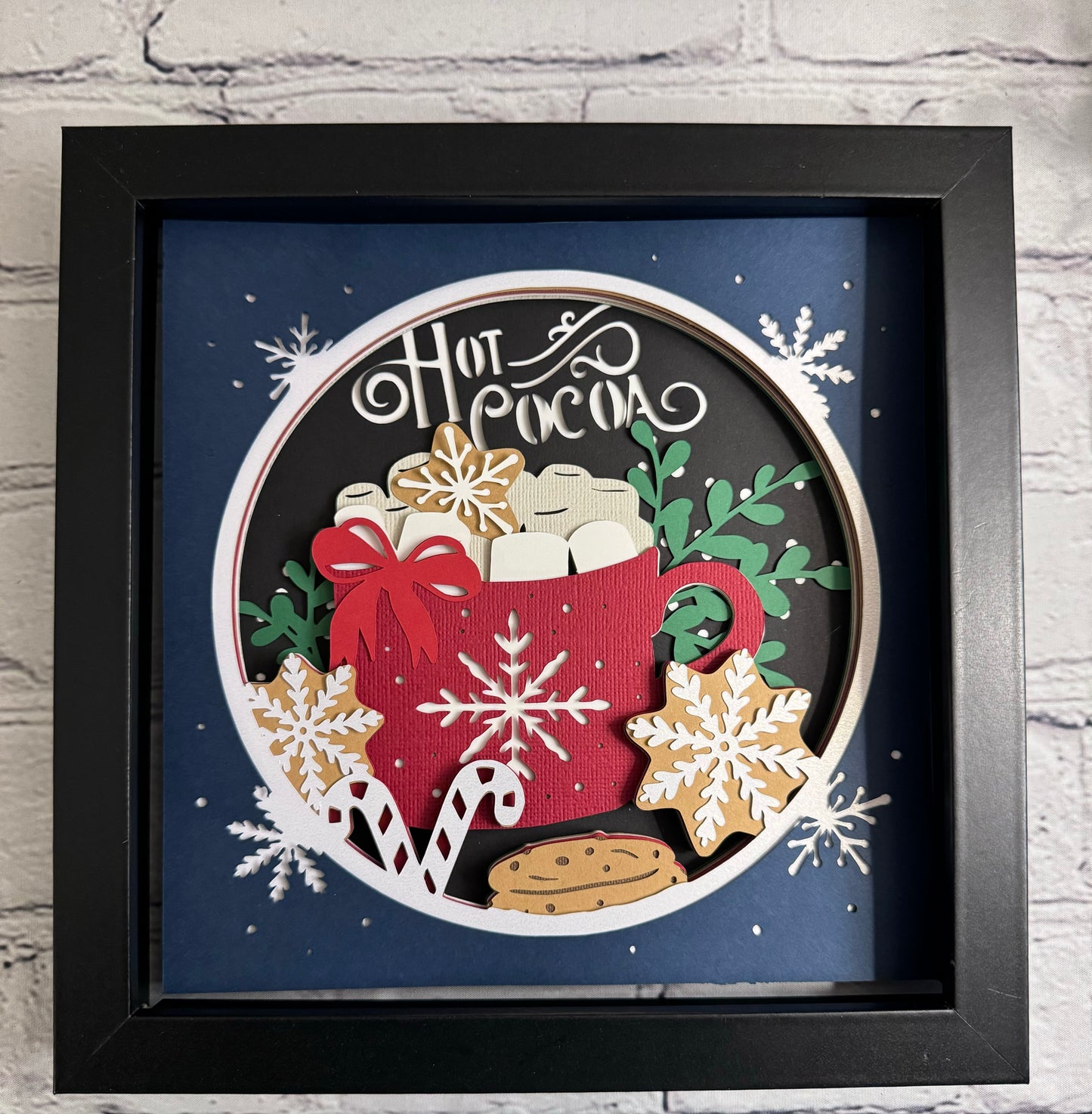 Hot cocoa mug 3D paper art shadowbox