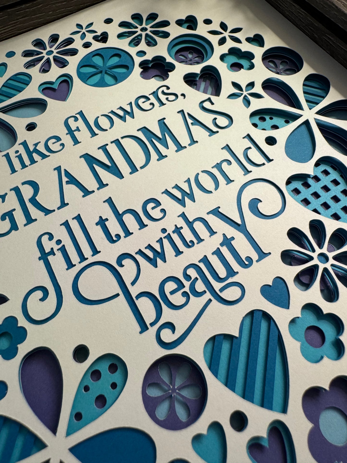 Like flowers, grandmas fill the world with beauty 3D paper art in a shadowbox