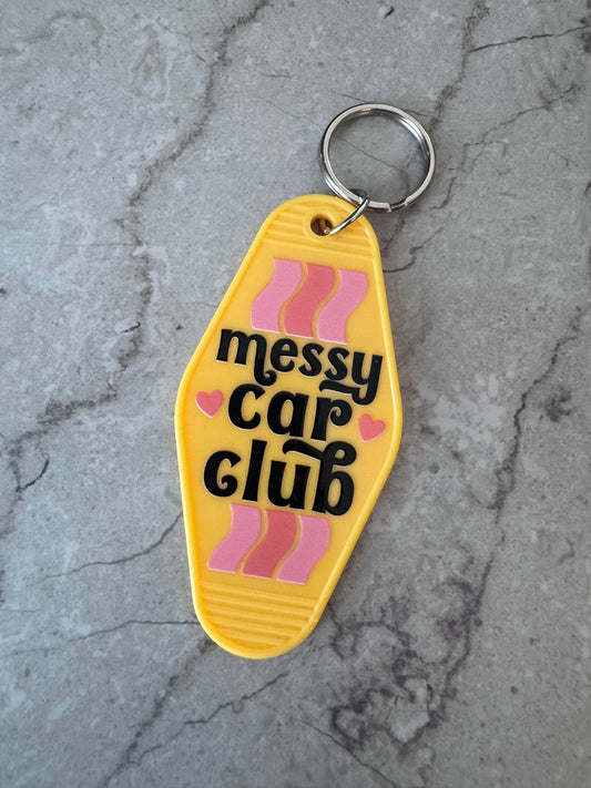 Messy car club retro motel keychain