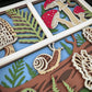 Mushroom forest three panel design 3D paper art in a shadowbox