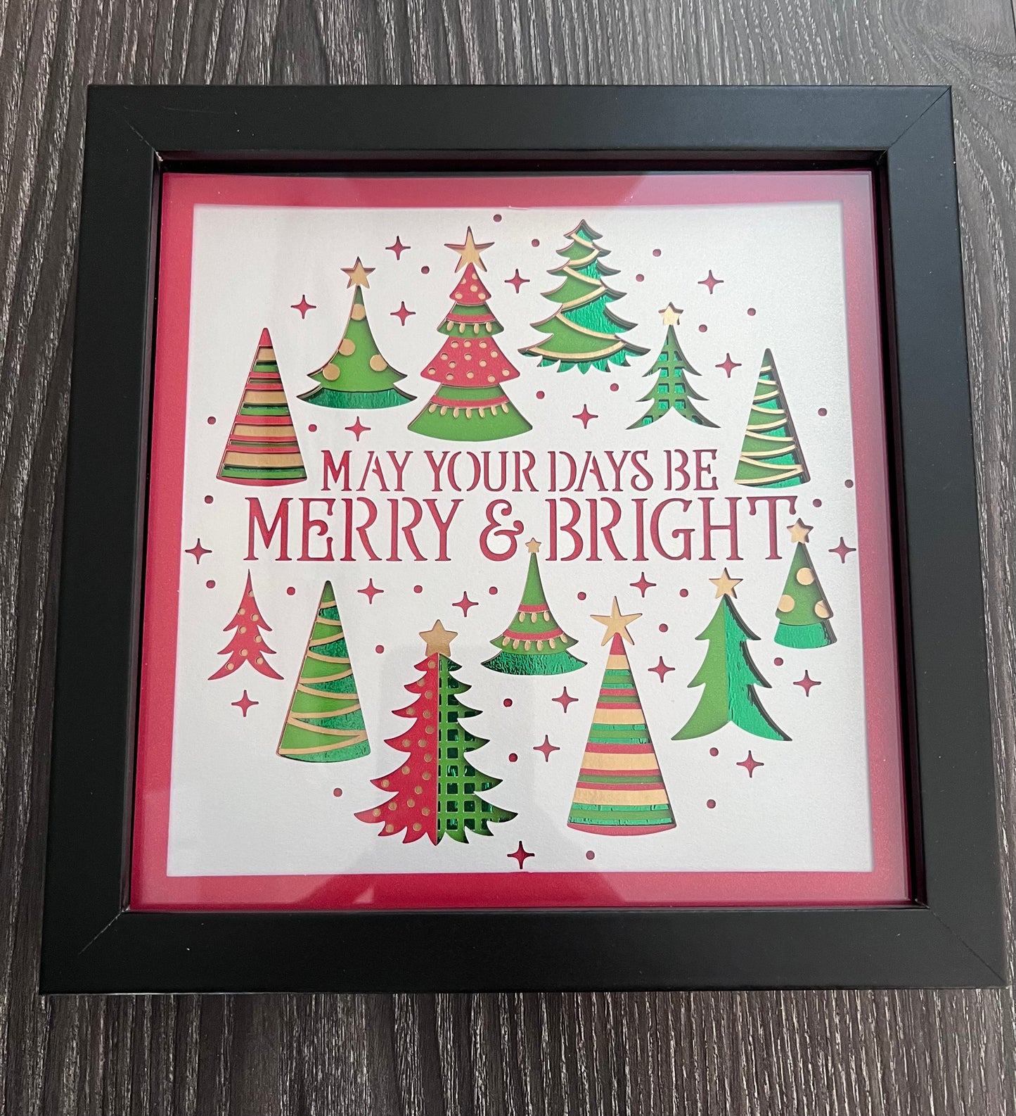 May your days be merry and bright 3D paper art in a shadowbox