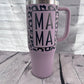 Mama leopard print 40oz handle tumbler with straw and slide lid