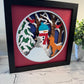 Snowman with fox and rabbit 3D paper art shadowbox