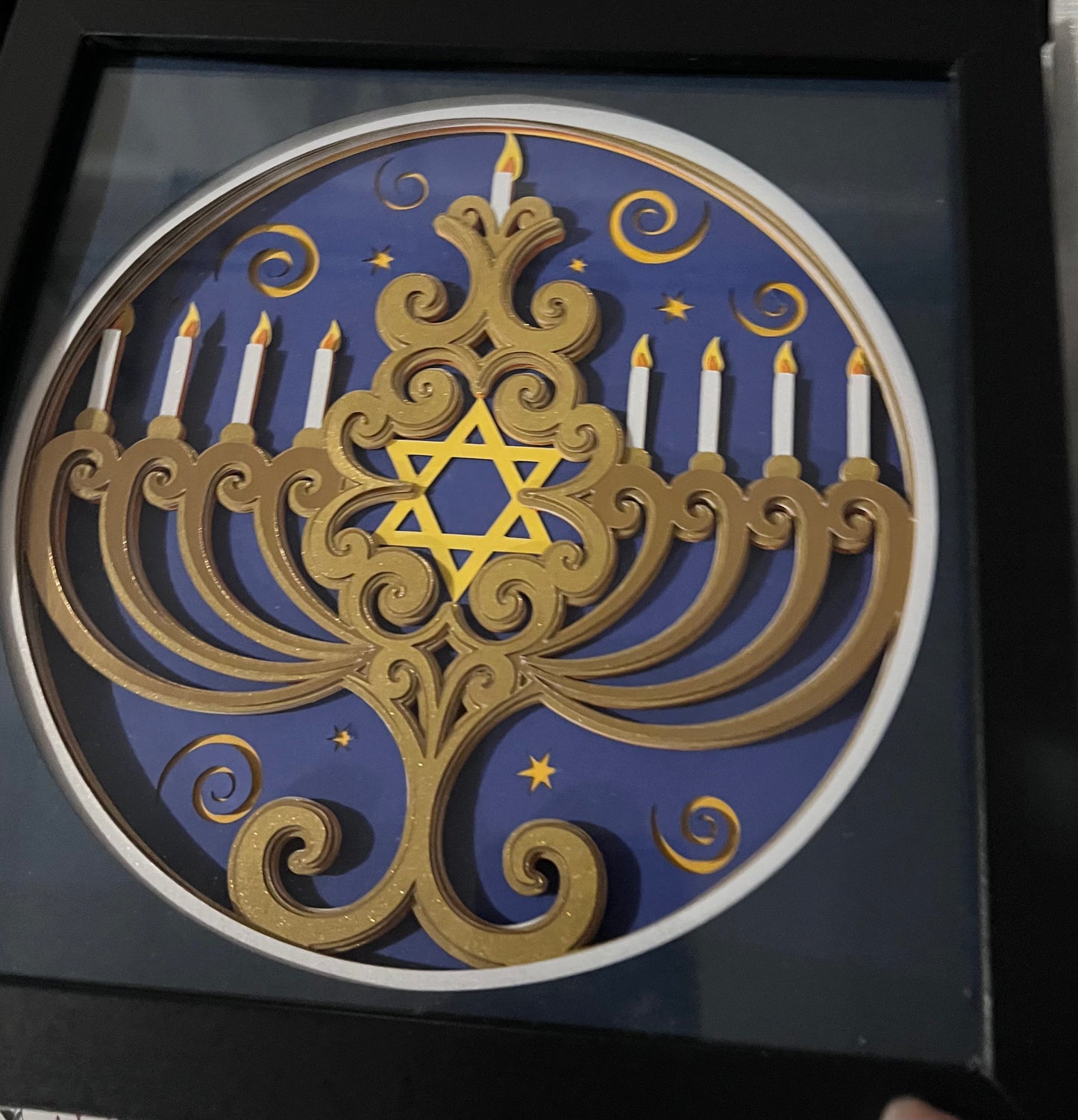 Menorah 3D paper art shadowbox