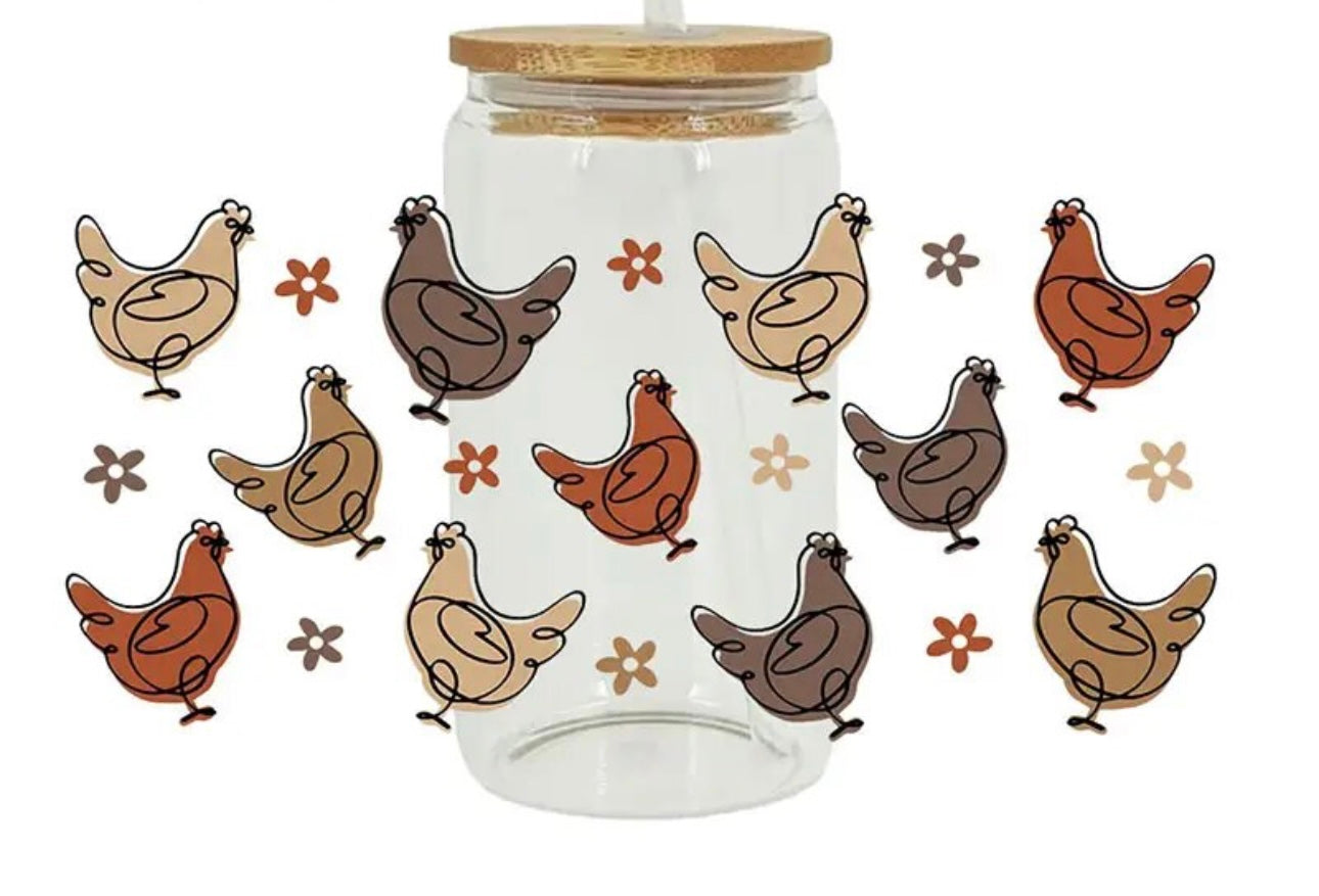 Chickens beer can glass