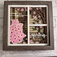 Spring porch scene with blanket 3D paper art in a shadowbox