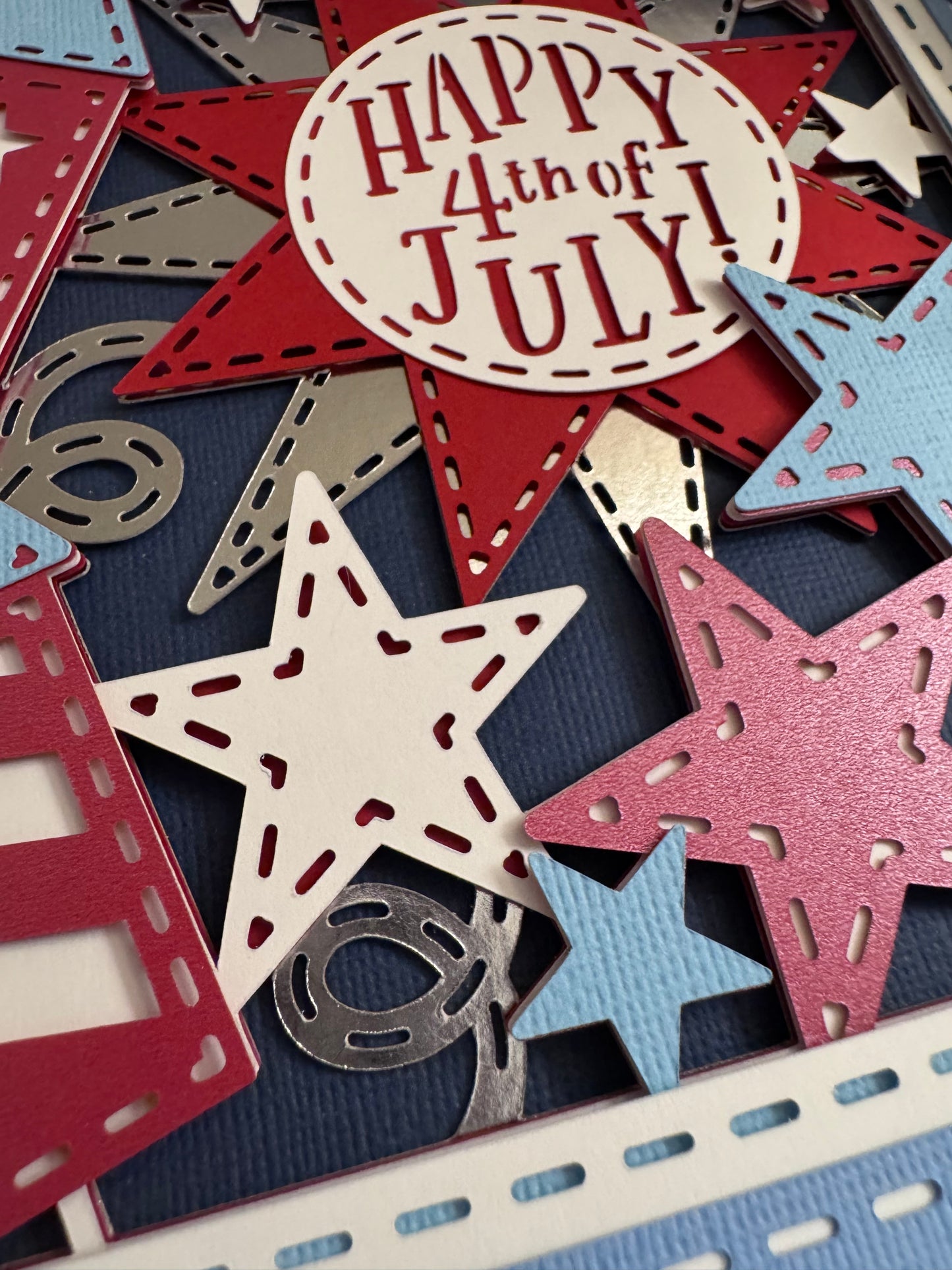 Happy 4th of July 3D paper art in a shadowbox