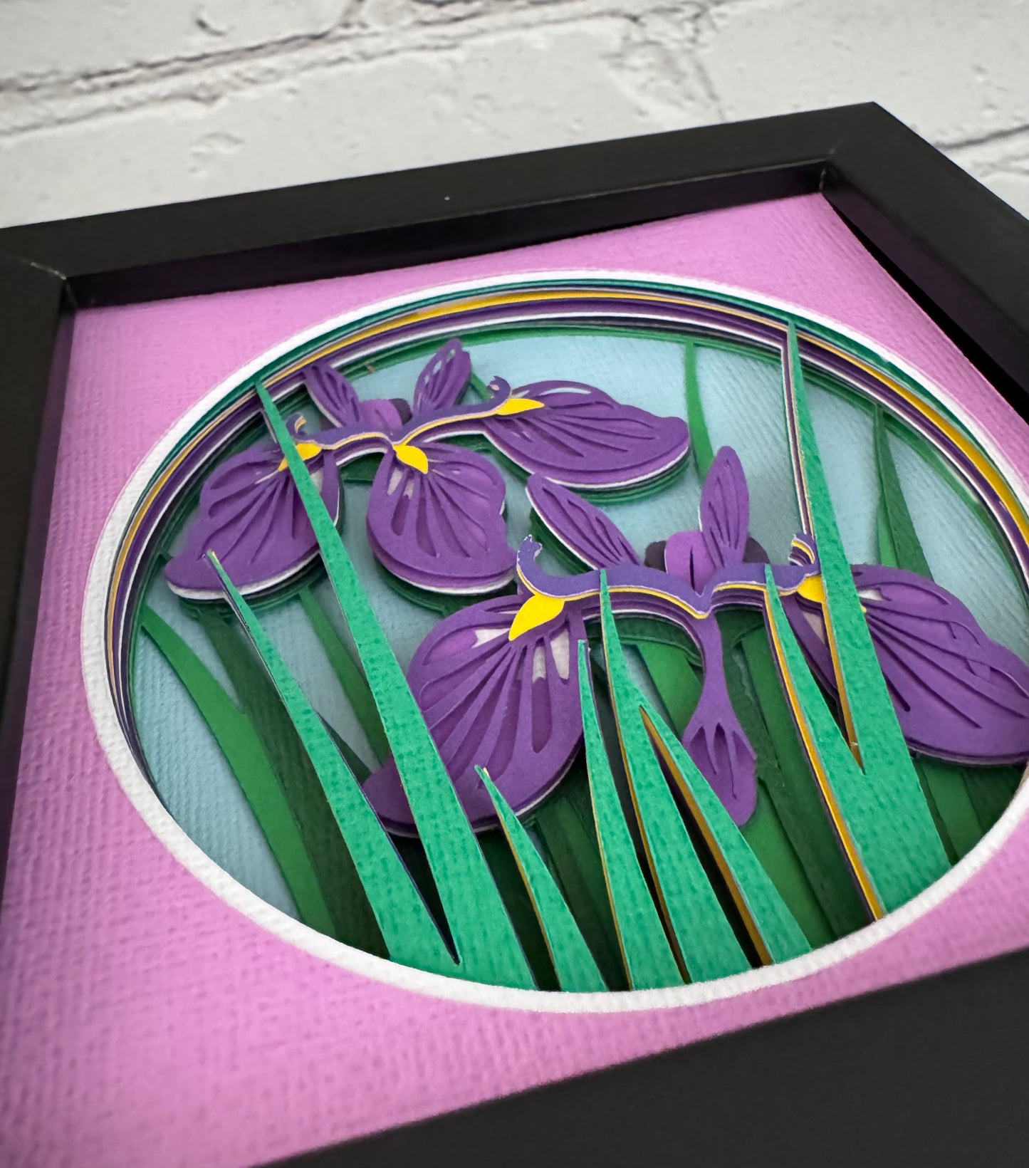 Iris mini 3D paper art in a shadowbox