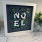 Noel in blue 3D paper art shadowbox