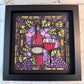 Stained glass wine 3D paper art in a shadowbox