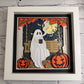 Ghost with coffee on swing 3D paper art shadowbox