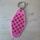 Floral checkerboard retro motel keychain